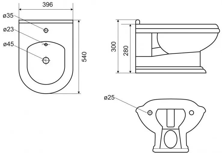 Биде подвесное Cezares King Palace белый CZR-618-TH Биде подвесное Cezares King Palace белый CZR-618-TH, 2