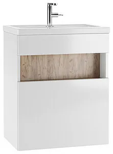 Тумба под умывальник подвесной Домино Fortuna 60 белый/дуб вотан DF3103T, 1