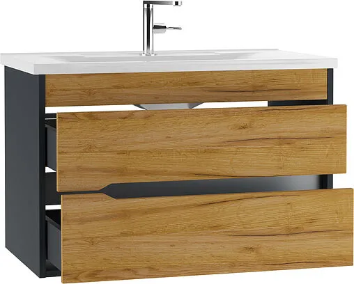 Тумба под умывальник подвесная Домино Karat 80 дуб вотан/антрацит DK3202T