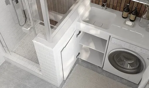 Тумба-умывальник напольная над стиральной машиной Raval Forte 110 L белый For.01.110.L/N/W+4627173210041