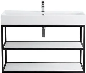 Консоль двухъярусная с умывальником подвесная Cezares Cadro 100 чёрный/белый CADRO-100/46/58-2C-SO-MET-ST+CADRO-100-MENS-BIANCO+CADRO-100-MENS-BIANCO+CADRO-100-MENS-BIANCO Консоль двухъярусная с умывальником подвесная Cezares Cadro 100 чёрный/белый CADRO-100/46/58-2C-SO-MET-ST+CADRO-100-MENS-BIANCO+CADRO-100-MENS-BIANCO+CADRO-100-MENS-BIANCO, 1