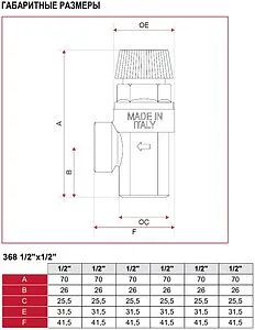 Клапан предохранительный ½" 3 бар Itap 368001230 Клапан предохранительный ½" 3 бар Itap 368001230, 2