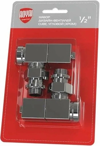 Комплект вентилей запорных угловых ½" в/н Royal Thermo хром RTE 56.002 Комплект вентилей запорных угловых ½" в/н Royal Thermo хром RTE 56.002