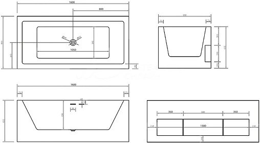 Ванна акриловая отдельностоящая Abber 160x80 AB9339-1.6