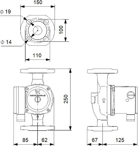 Насос циркуляционный Grundfos UPS 40-80 F 250 95906462