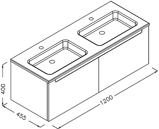 Тумба-умывальник подвесная ISVEA Onda Plus 120 белый/дуб 21OPS063120I+10SL50121SV