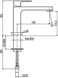Смеситель для раковины Gattoni Kubik хром 258½5C0, 2