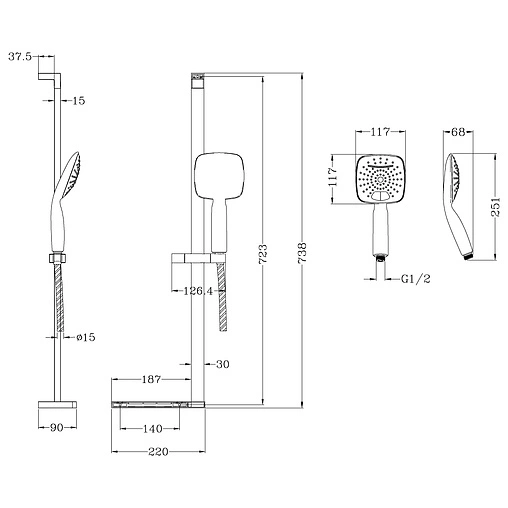 Душевая стойка Lemark хром LM8073C