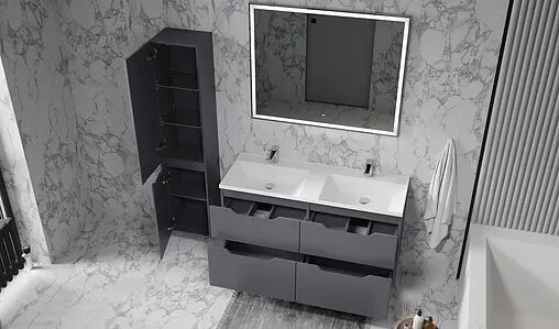 Тумба-умывальник подвесная Raval Wector 120 антрацит Wct.01.120/P/A/MD+4627173210218