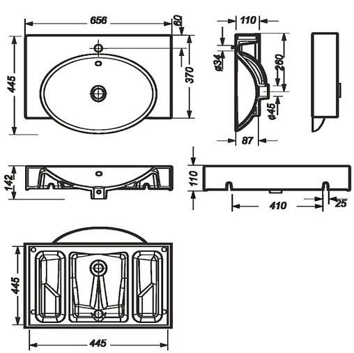 Раковина Sanita Luxe Infinity 65 белый INF65SLWB01