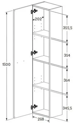Шкаф-пенал подвесной Roca Victoria 30 городской дуб A857564402