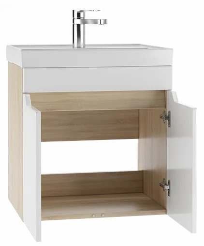 Тумба под умывальник подвесная Айсберг Мечта 50 белый/дуб сонома DM2315T