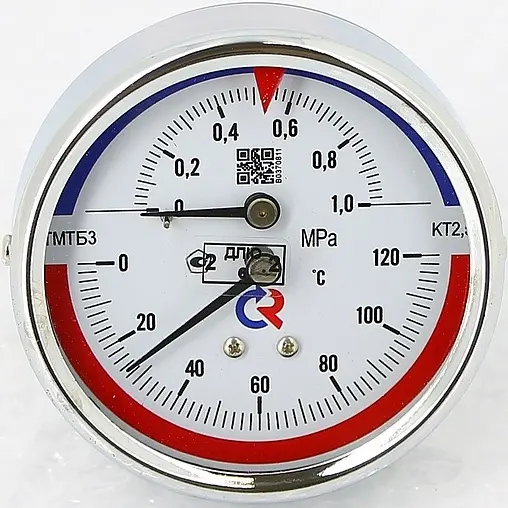 Термоманометр аксиальный Росма ТМТБ-31Т.1 80мм 16 бар 120°С гильза 46мм ½&quot; 00000002291