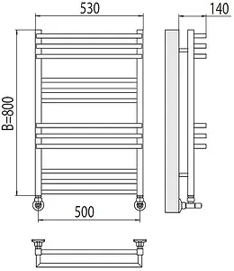 Полотенцесушитель водяной лесенка Terminus Нойс П12 500х800 полированная сталь 4630080268401, 2