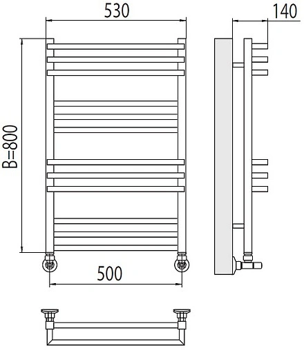 Полотенцесушитель водяной лесенка Terminus Нойс П12 500х800 полированная сталь 4630080268401