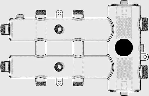 Распределительный коллектор 3 контура с гидрострелкой 1¼&quot;н x 1&quot;н Север-R-М3(Aisi) 1955004
