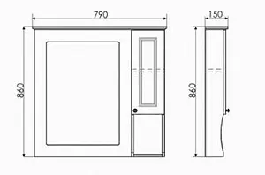 Шкаф-зеркало Comforty Палермо 80 белый/патина золото 00004143508CF, 2