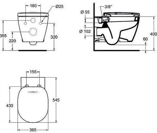 Унитаз подвесной с функцией биде Ideal Standard Connect белый E781901