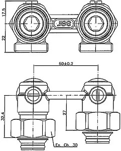 Узел нижнего подключения радиатора угловой ¾"ек x ¾"ек Comap 965206-AF Узел нижнего подключения радиатора угловой ¾"ек x ¾"ек Comap 965206-AF, 2