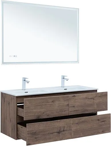 Тумба-умывальник подвесная Aquanet Алвита New 60 дуб веллингтон/табак 00334184+00254363