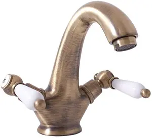 Смеситель для раковины Rav Slezak Morava retro бронза/белый MK529.5SM Смеситель для раковины Rav Slezak Morava retro бронза/белый MK529.5SM, 1