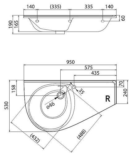 Раковина Ravak Avocado Comfort 95 L белый XJ9P1100000