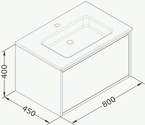 Тумба-умывальник подвесная ISVEA Pro 80 серый 21MGS070081I+10SL51081SV