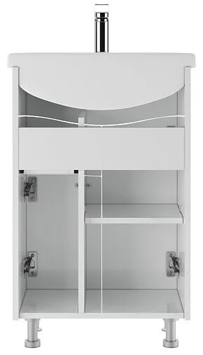 Тумба-умывальник напольная Айсберг Волна 55 белый DA1017T+Вн МуБ03