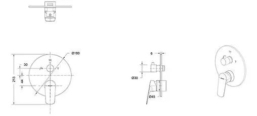 Смеситель для ванны скрытого монтажа Bravat Rhein хром PB8429564CP-3-ENG