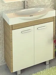 Тумба-умывальник напольная Comforty Лион 76 белый/сосна лоредо, 1