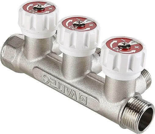 Коллектор регулирующий проходной 3 отвода ¾&quot;в/н x ½&quot;к Valtec VTc.570.N.0503