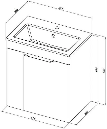 Тумба под умывальник Aquanet Практика 60 маренго 00330454