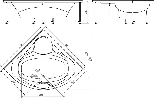 Ванна акриловая BellRado Диана 150x150 BR7011009-00