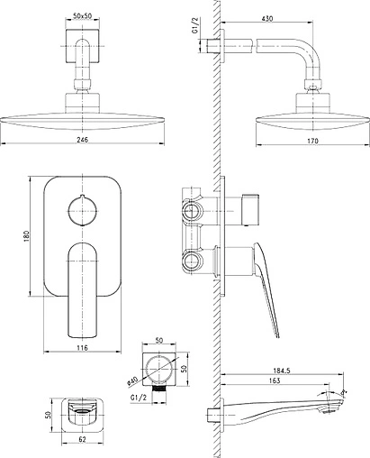Душевая система со смесителем для ванны Lemark Allegro белый/хром LM5922CW