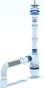 Сифон бутылочный для раковины Ани Пласт белый C1010 Сифон бутылочный для раковины Ани Пласт белый C1010, 3