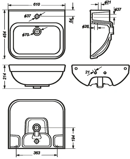 Раковина Sanita Luxe Next 60 белый WB.PD/Next/60-C/WHT.G/S1