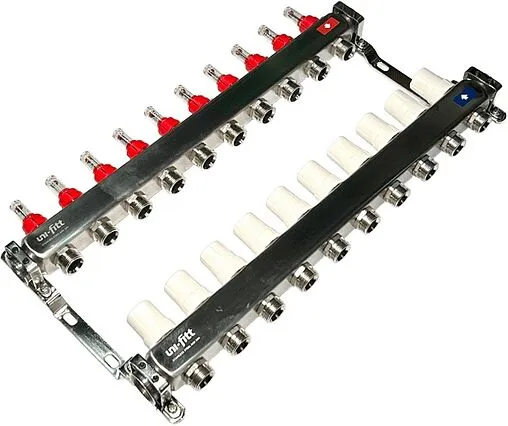 Группа коллекторная с расходомерами 10 отводов 1&quot;в/в x ¾&quot;ек Uni-fitt OPTIMAL 450B4310.RU