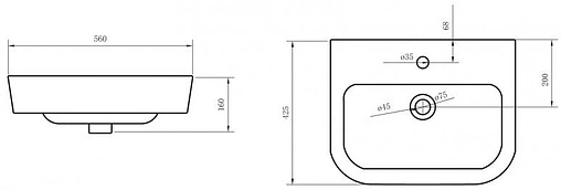 Раковина BelBagno Albano 56 белый BB120L
