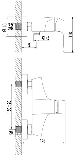Смеситель для душа Lemark Unit хром LM4503C