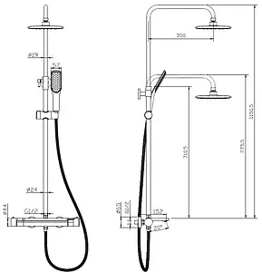 Душевая система с термостатом для ванны SMARTsant Афалина хром/белый SM2307AW Душевая система с термостатом для ванны SMARTsant Афалина хром/белый SM2307AW, 2