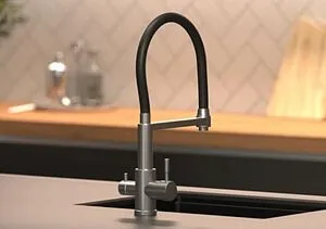 Смеситель для кухни с подключением к фильтру и выдвижным изливом Osgard Resa никель/чёрный 88293, 3