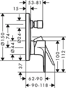 Смеситель для ванны скрытого монтажа Hansgrohe Rebris S хром 72466000, 2