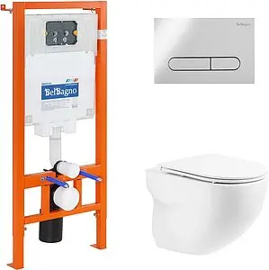 Комплект 5 в 1 BelBagno Onda BB066CHR/BB870SC/BB002-80/BB005-PR-CHROME с кнопкой хром глянцевый, 1