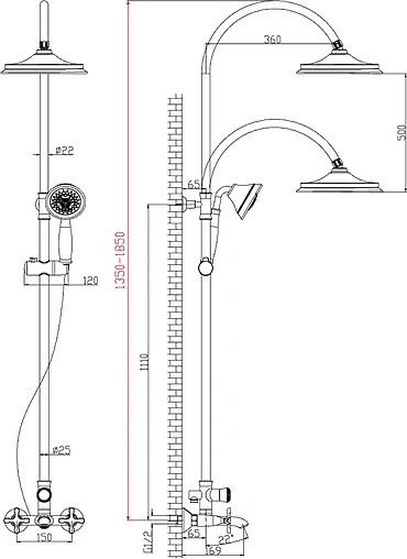 Душевая система со смесителем для ванны Lemark Duetto хром LM5762C