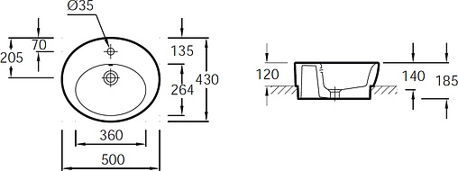 Раковина Jacob Delafon Ove 50 белый E1708-00