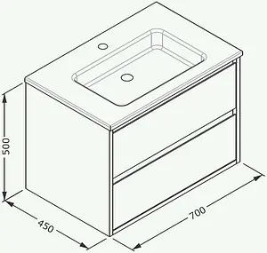 Тумба-умывальник подвесная ISVEA Pro 70 белый 21MGS001070I+10SL50071SV Тумба-умывальник подвесная ISVEA Pro 70 белый 21MGS001070I+10SL50071SV, 2