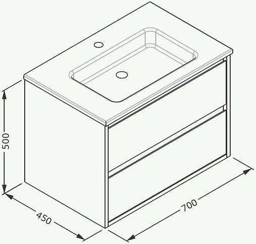 Тумба-умывальник подвесная ISVEA Pro 70 белый 21MGS001070I+10SL50071SV