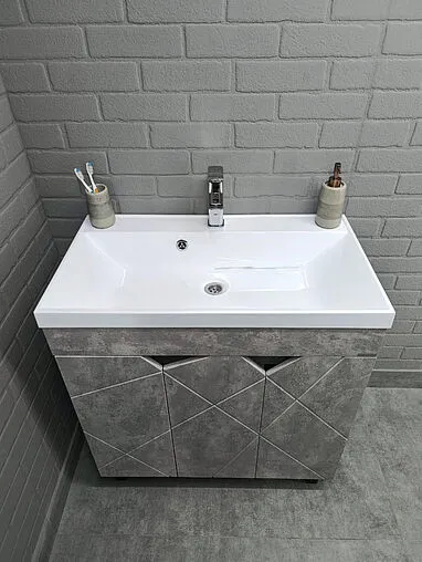 Тумба под умывальник напольный Домино Vector 80 метрополитан грей/бетон серый DV6614T