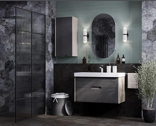 Тумба-умывальник подвесная Aquaton Оливия 90 грей/дуб ойстер 1A2544K0OLUG0