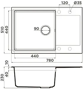 Мойка кухонная Omoikiri Daisen 78-LB-SA бежевый 4993693 Мойка кухонная Omoikiri Daisen 78-LB-SA бежевый 4993693, 2